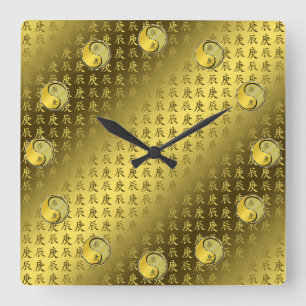 Jahr des Metalldrachen Quadratische Wanduhr
