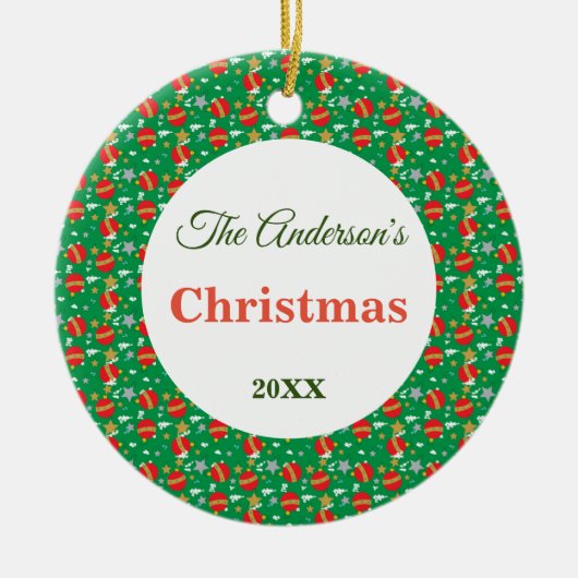 Jahr des Namens der Weihnachtsbaumbällchen Keramik Ornament (Vorne)