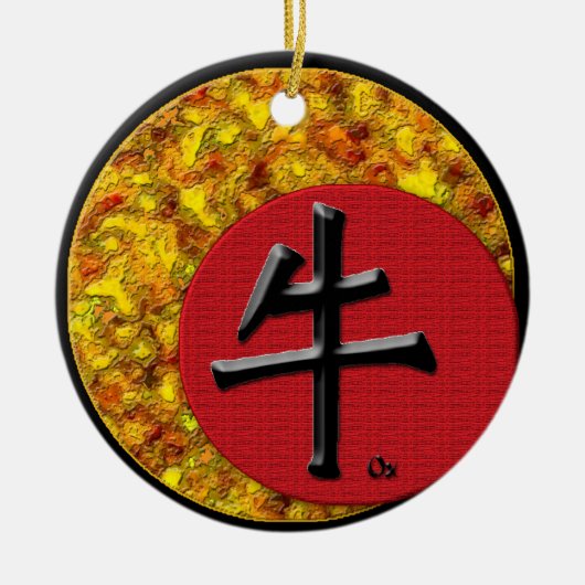 Jahr des Ochsen: 2009 Keramikornament (Vorne)