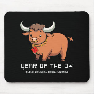 Jahr des Ochsen Niedlich Kawaii Chinesischer Zodia Mousepad