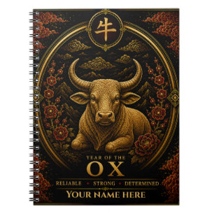 Jahr des Ochsen Personalisiertes Zodiac-Notizbuch Notizblock