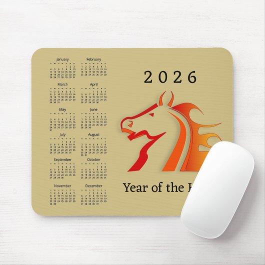 Jahr-des-Pferd-Design-Mauspad-Kalender Mousepad (Mit Mouse)