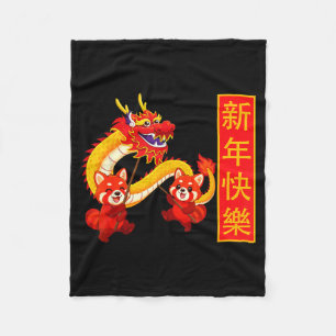 Jahr des Pferd-Panda-Drachen-Tanz Chinesisches Neu Fleecedecke