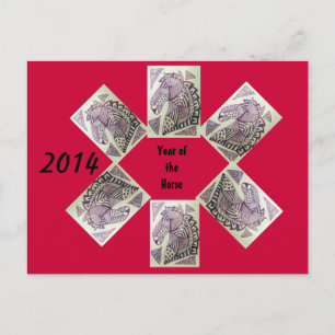 Jahr des Pferdes 2014 Chinesischer Neujahrskarte Feiertagspostkarte