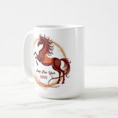 Jahr des Pferdes 2026 Braune Farbe Kaffeetasse (Vorderseite Links)