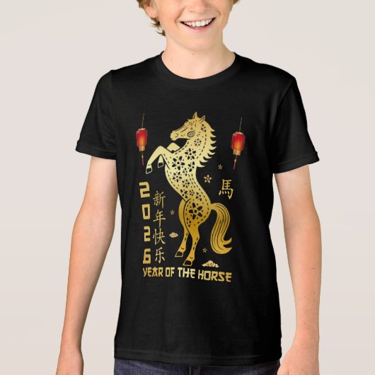 Jahr des Pferdes 2026 - Chinesischer Zodiac 2026 Tri-Blend Shirt (Vorderseite)