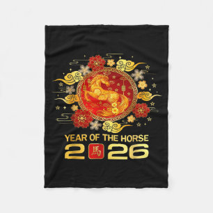 Jahr des Pferdes 2026 Chinesisches Neujahr 2026 Fa Fleecedecke