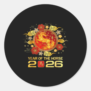 Jahr des Pferdes 2026 Chinesisches Neujahr 2026 Fa Runder Aufkleber