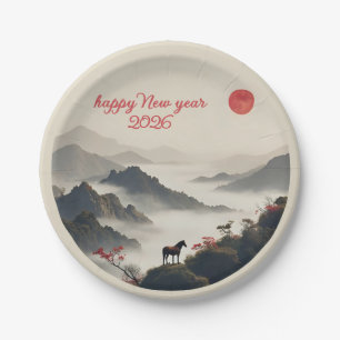 Jahr des Pferdes 2026 Chinesisches Neujahr Berg Pappteller