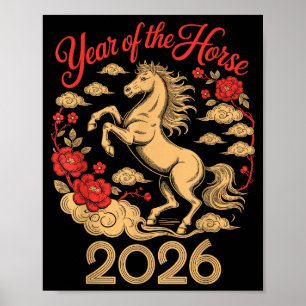 Jahr des Pferdes 2026 Chinesisches Neujahr für Män Poster
