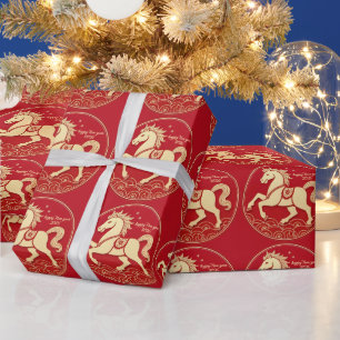 Jahr des Pferdes 2026 Chinesisches Neujahr  Geschenkpapier