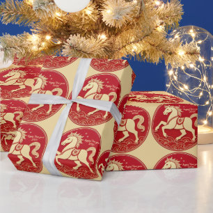 Jahr des Pferdes 2026 Chinesisches Neujahr  Geschenkpapier