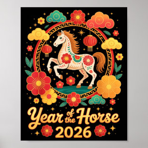 Jahr des Pferdes 2026 Chinesisches Neujahr Männer  Poster