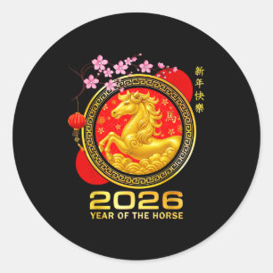 Jahr des Pferdes 2026 Chinesisches Neujahr Männer  Runder Aufkleber