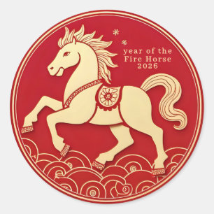 Jahr des Pferdes 2026 Chinesisches Neujahr  Runder Aufkleber