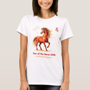 Jahr des Pferdes 2026 Chinesisches Neujahrs-Zodiak T-Shirt