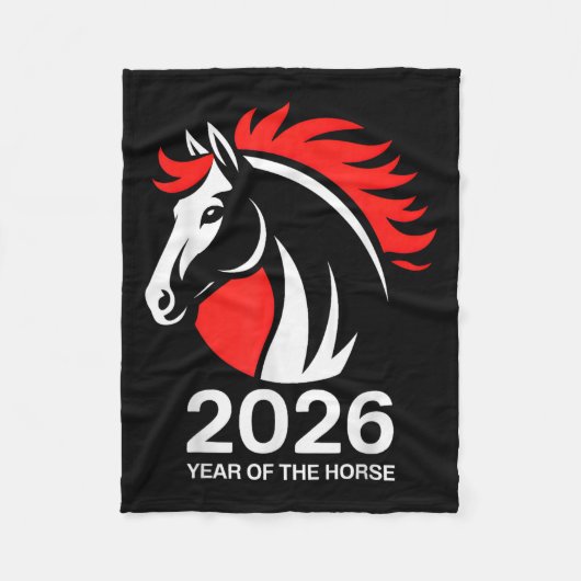 Jahr des Pferdes 2026 Feuerpferd Chinesischer Zodi Fleecedecke (Vorderseite)