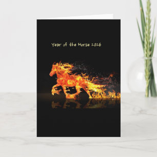 Jahr des Pferdes 2026 (Feuerpferd) Gruß Karte
