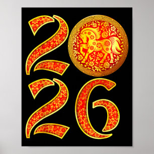 Jahr des Pferdes 2026 Lunar Neujahr Chinesisches N Poster