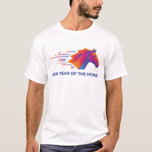 Jahr des Pferdes 2026 Moderne geometrische Farben  T-Shirt