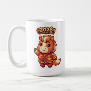 Jahr des Pferdes 2026 Niedliche chinesische Tierkr Kaffeetasse
