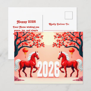 Jahr des Pferdes 2026 Postkarte