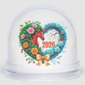 Jahr des Pferdes 2026 und Ihr Name Schneekugeln (Vorderseite)