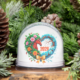 Jahr des Pferdes 2026 und Ihr Name Schneekugeln