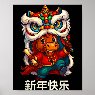 Jahr des Pferdes Chinesisches Neujahr 2026 Löwenta Poster