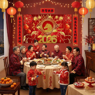 Jahr des Pferdes Chinesisches Neujahr 2026 Poster