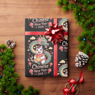 Jahr-des-Pferdes-Chinesisches-Neujahrs-Einwickelpa Geschenkpapier