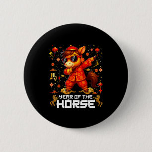 Jahr des Pferdes Dabbing Pferd Lunar Chinesisches  Button