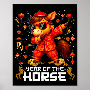 Jahr des Pferdes Dabbing Pferd Lunar Chinesisches Poster