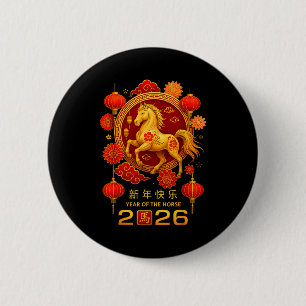 Jahr des Pferdes Frohes chinesisches Neujahrsfest  Button