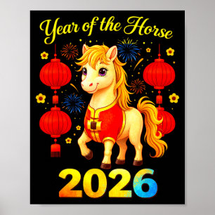 Jahr des Pferdes Lunar Chinesisches Neujahr Feuerp Poster