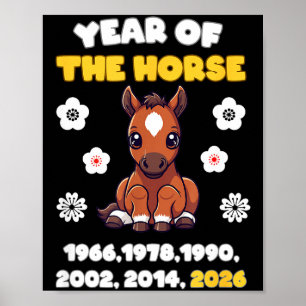 Jahr des Pferdes Süßes Zodiak-Tier 2026 Design  Poster