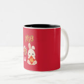 JAHR DES RABBIT 2023 CHINESISCHES NEUJAHR ZWEI ZWEIFARBIGE TASSE (VorderseiteRechts)