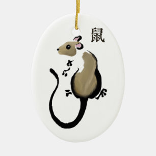 Jahr-des-Ratte-Schmuck Keramikornament