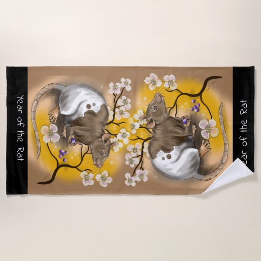 Jahr des Ratten-Chinese-Tierkreises Strandtuch (Vorderseite)