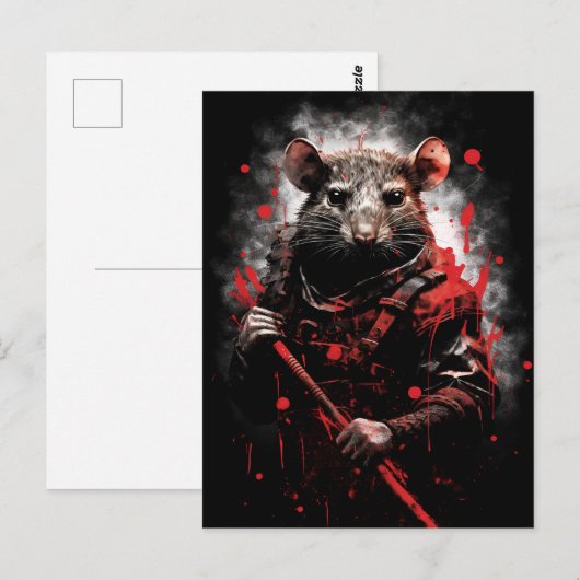 Jahr des Ratten Samurai Postkarte (Vorne/Hinten)
