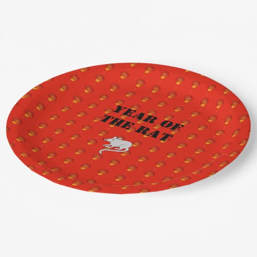 Jahr des Rattenchinesischen Neujahrs Pappteller (Schrägansicht)