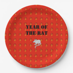 Jahr des Rattenchinesischen Neujahrs Pappteller