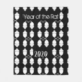 Jahr des Rattenmausmusters 2020 mit Text Fleecedecke (Vorderseite)