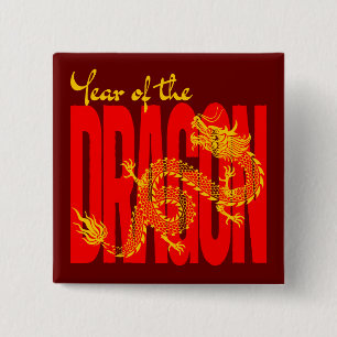 Jahr des roten Goldenen Drachen Button