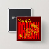 Jahr des roten Goldes des Drachen Button (Vorne & Hinten)