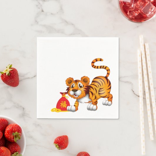 Jahr des Rotschlages des Tiger-Cartoon Serviette (Beispiel)