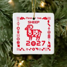 Jahr des Schafs 2027 Keramikornament