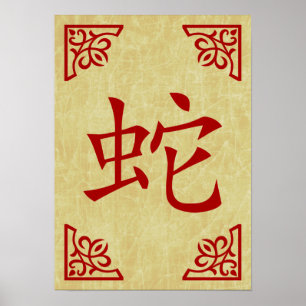 Jahr des Schlangenchinesesymbols Poster
