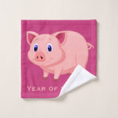 Jahr des Schweine-Design-Badetuch-Set Badhandtuch Set (Waschlappen)
