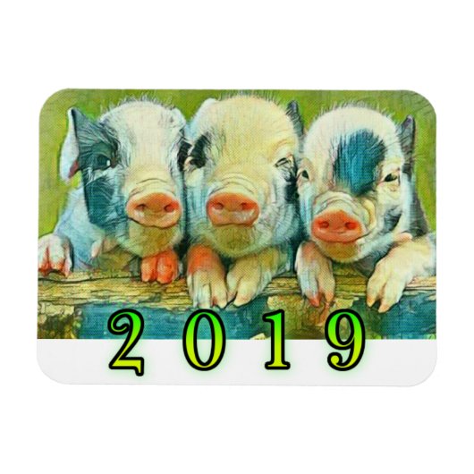 Jahr des Schweins 2019 Magnet (Horizontal)